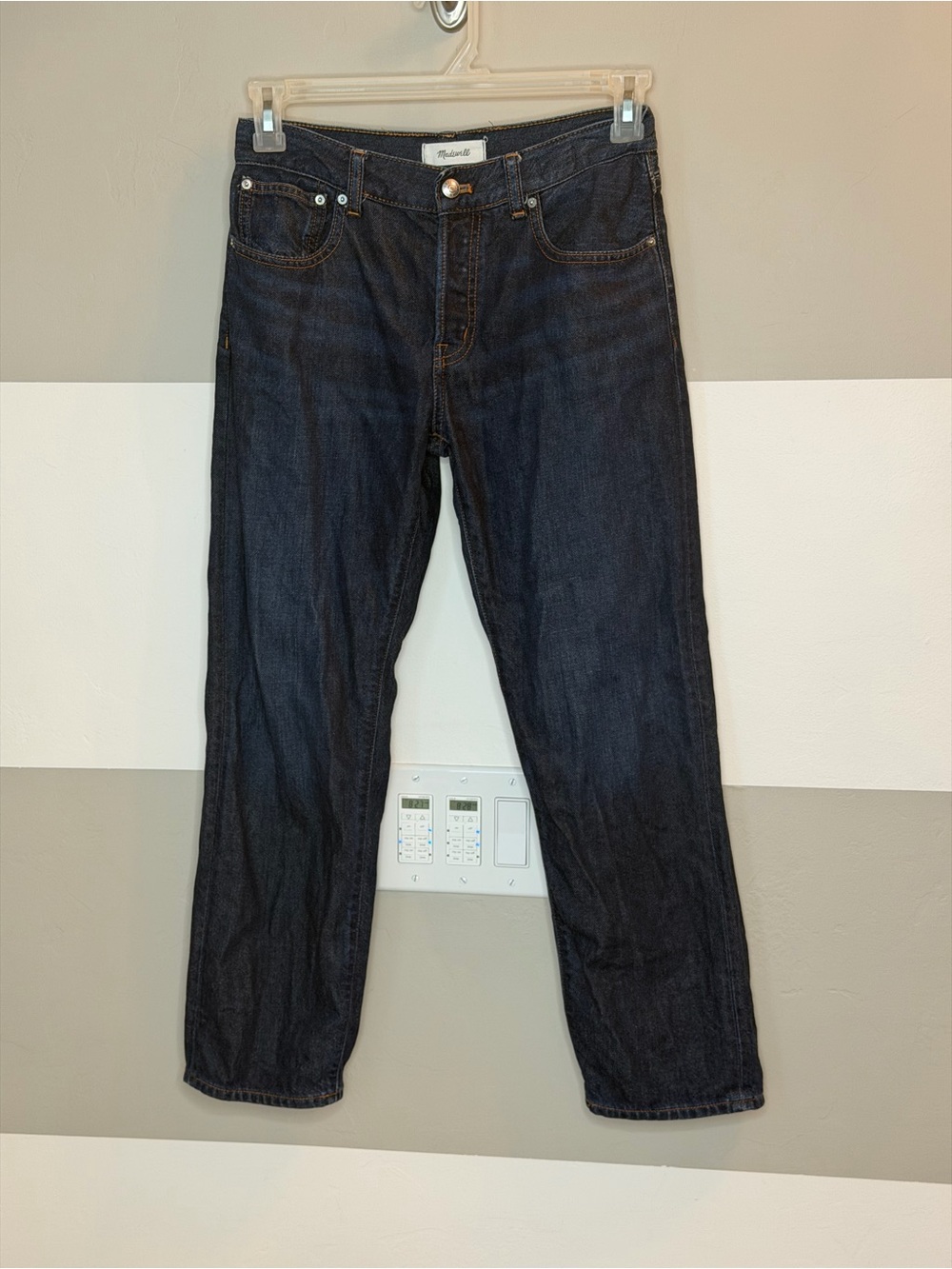Madewell The Dean Easy Straight Leg Jeans in Dark Blue Denim 26P